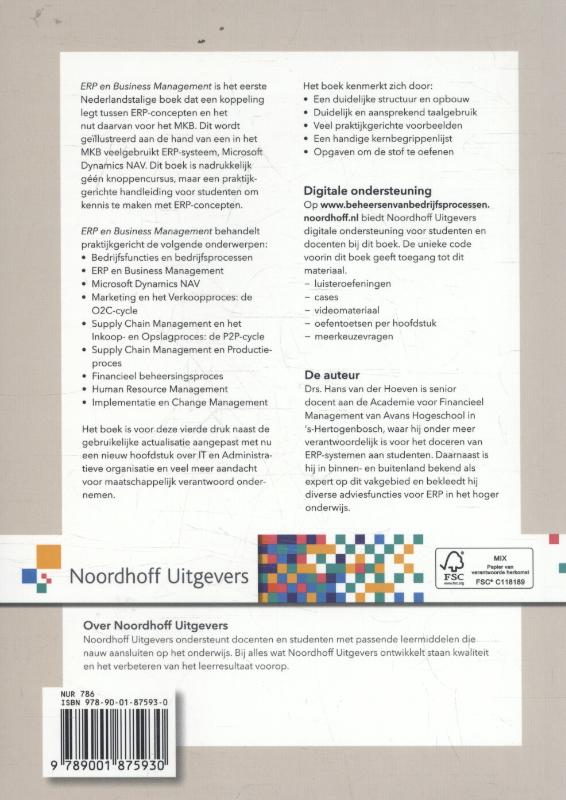 Beheersen van bedrijfsprocessen -  Erp en business management Beheersen van bedrijfsprocessen  -   Erp en business management achterkant