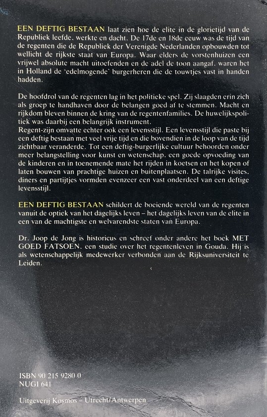 Een deftig bestaan achterkant