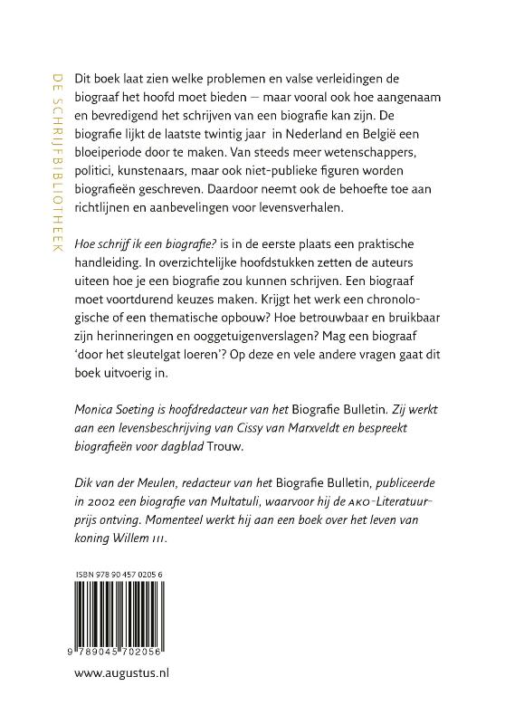 Hoe schrijf ik een biografie? / De schrijfbibliotheek achterkant