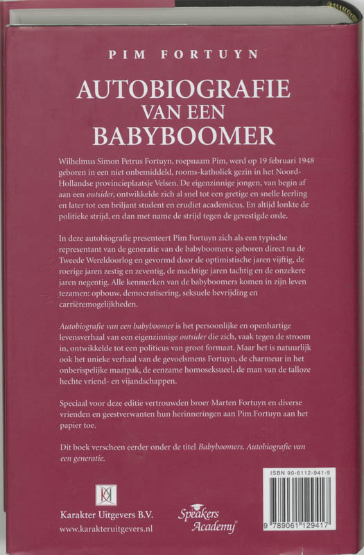 Autobiografie van een babyboomer achterkant