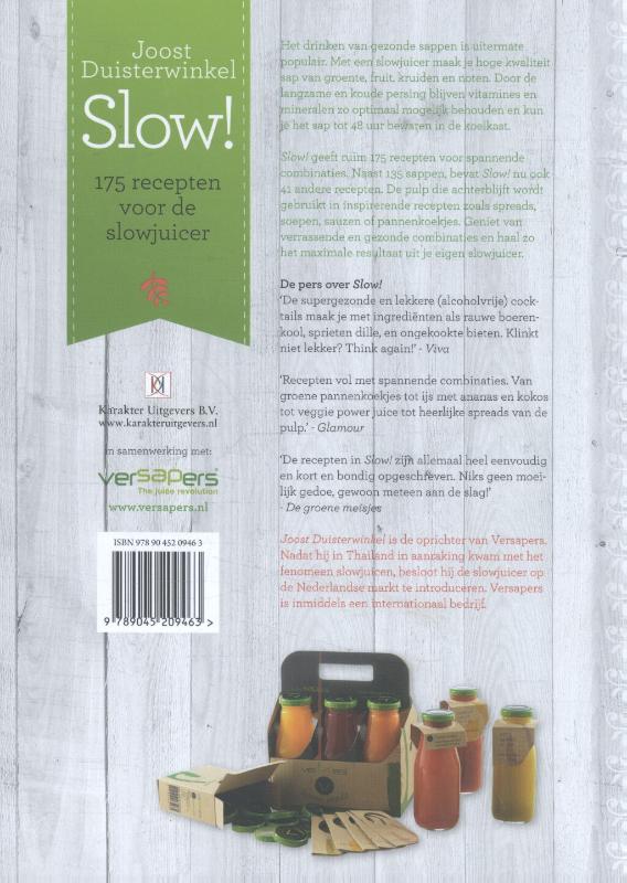 175 recepten voor de slowjuicer / Slow! 175 recepten voor de slowjuicer / Slow! achterkant