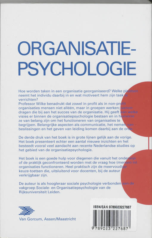 Organisatiepsychologie Organisatiepsychologie achterkant