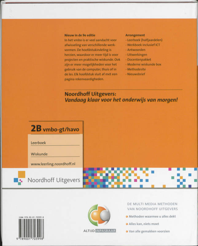 Leerboek 2B Vmbo-gt/havo Moderne wiskunde achterkant