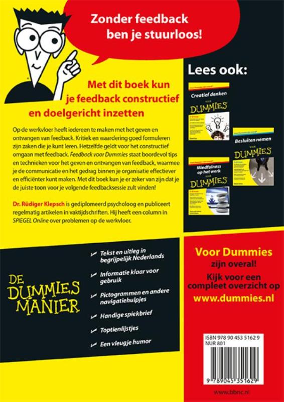 Feedback voor Dummies / Voor Dummies achterkant