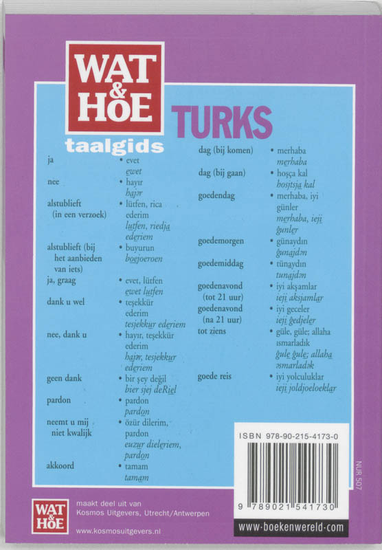 Wat En Hoe Turks Taalgids achterkant