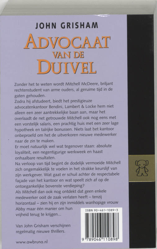 Advocaat van de duivel / Mitch McDeere / 1 Advocaat van de duivel / Mitch McDeere / 1 achterkant
