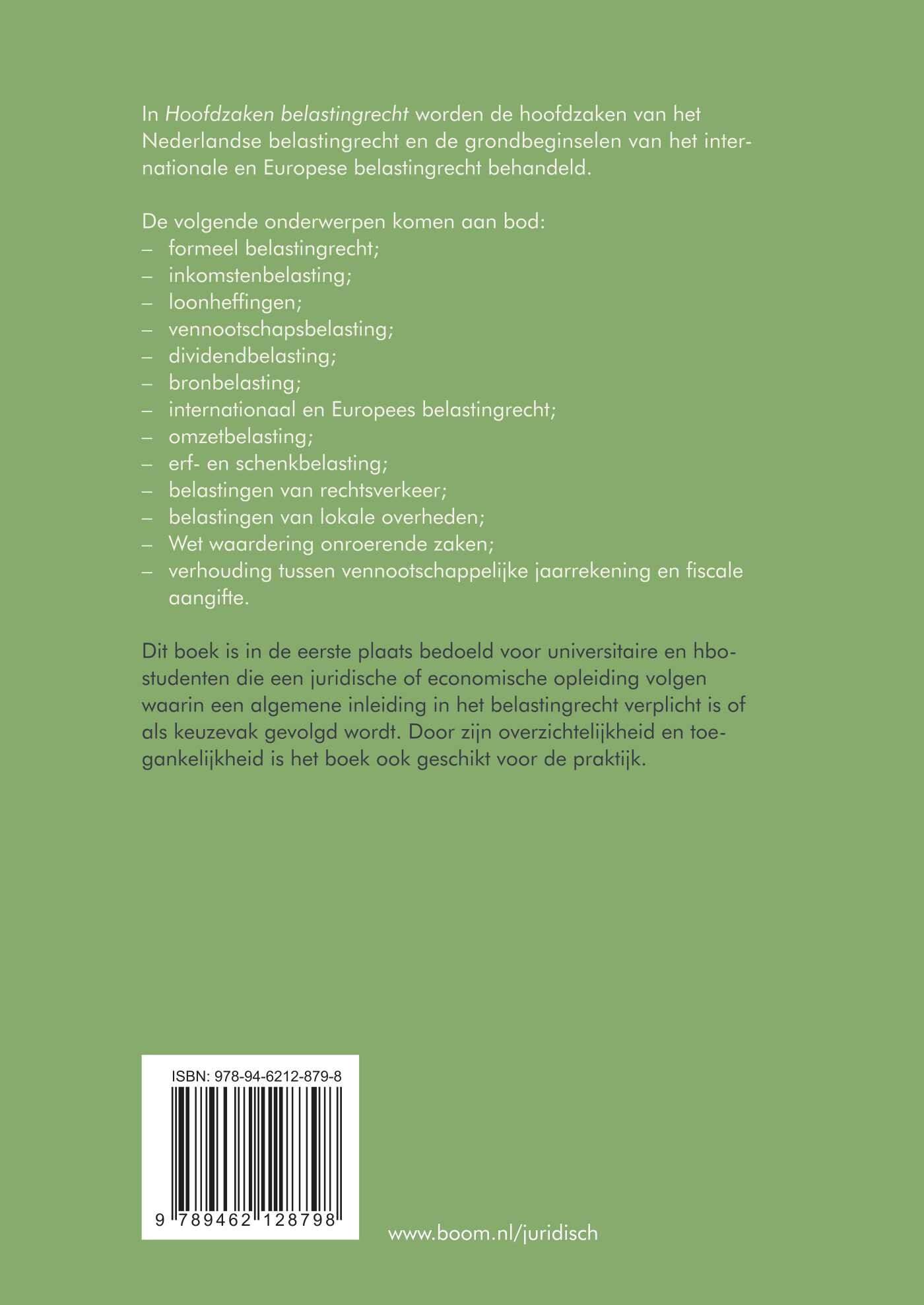 Hoofdzaken belastingrecht / Boom fiscale studieboeken achterkant