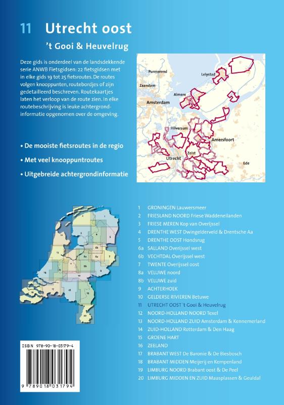 ANWB fietsgids 11 - Utrecht Oost: 't Gooi & Heuvelrug achterkant