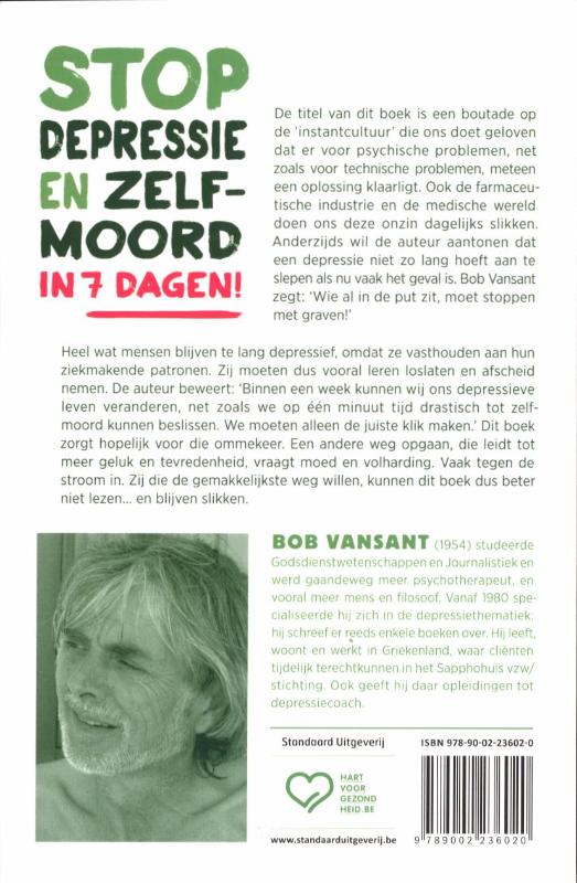 Stop depressie en zelfmoord in 7 dagen! Stop depressie en zelfmoord in 7 dagen! achterkant