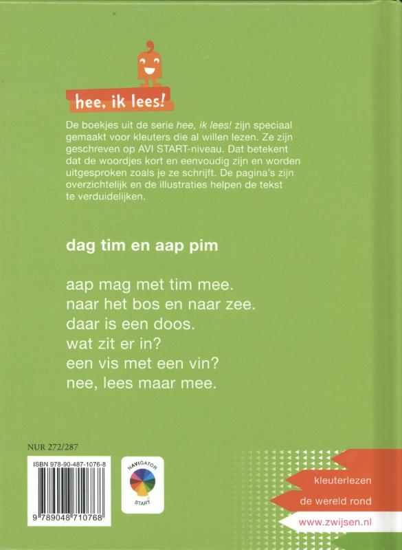dag tim en aap pim / Hee, ik lees! achterkant