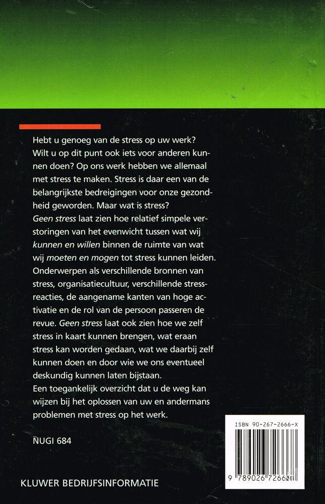 Geen stress / Management methoden & technieken achterkant