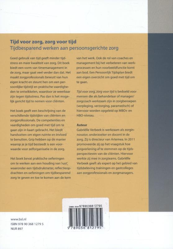 Tijd voor zorg, zorg voor tijd achterkant