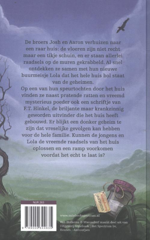 Het huis met de schuine vloeren, pratende ratten en raadsels op de muren Het huis met de schuine vloeren, pratende ratten en raadsels op de muren achterkant