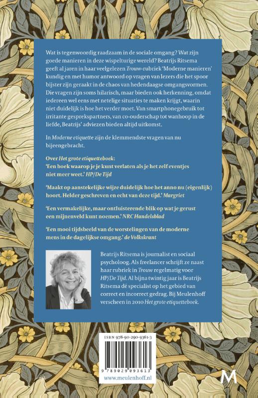 Moderne etiquette Moderne etiquette achterkant