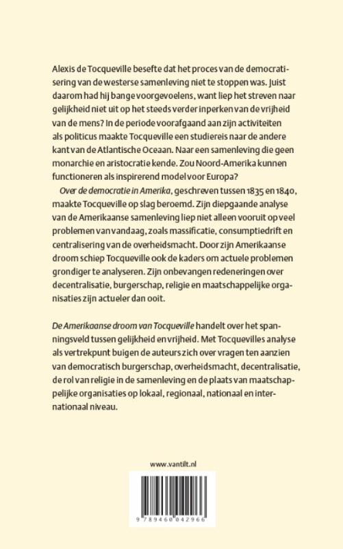 De Amerikaanse droom van Tocqueville achterkant