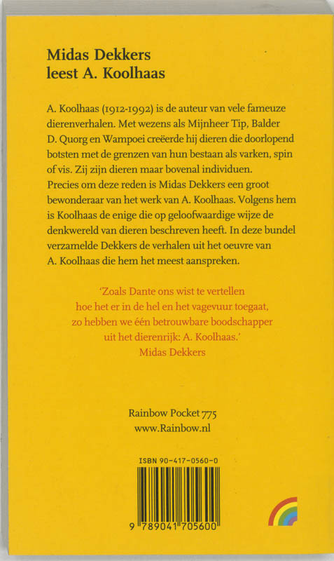 Midas Dekkers leest A. Koolhaas / Rainbow pocketboeken / 776 achterkant
