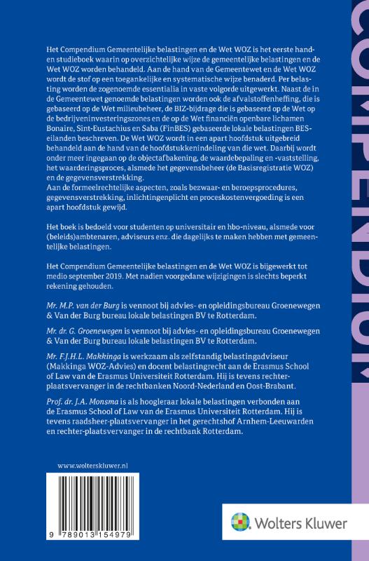 Compendium Gemeentelijke belastingen en de Wet WOZ achterkant