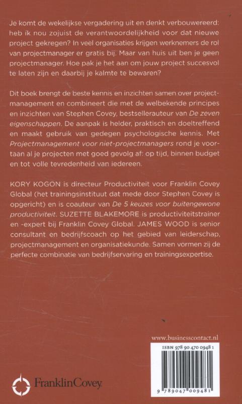 Projectmanagement voor niet-projectmanagers Projectmanagement voor niet-projectmanagers achterkant