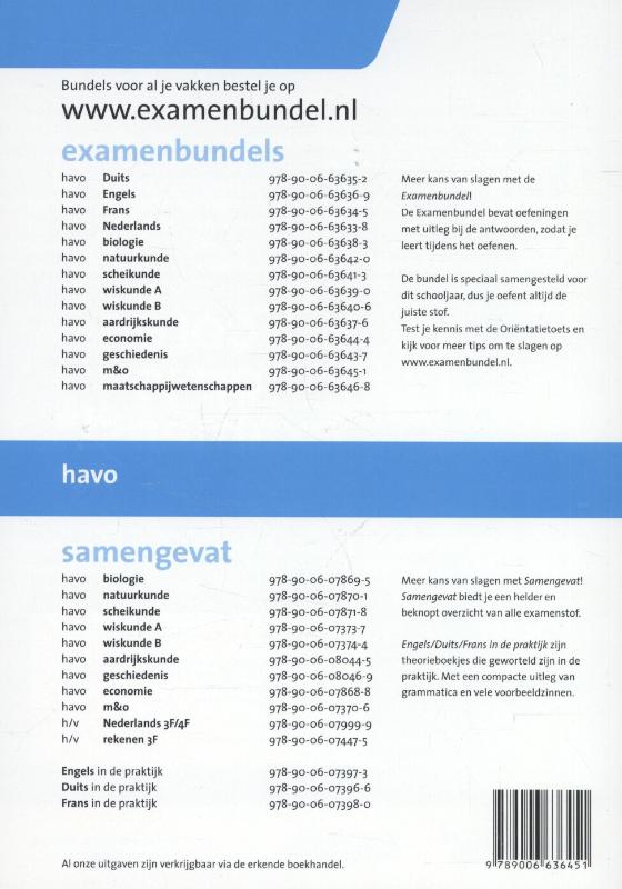 Examenbundel Havo; M&o; 2015/2016 achterkant