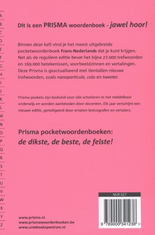 Prisma pocketwoordenboeken Frans-Nederlands / Prisma pocketwoordenboeken achterkant