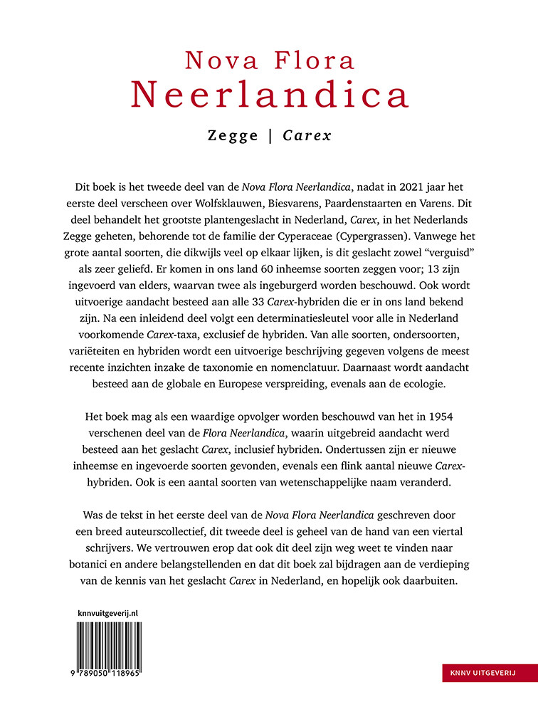 Zegge - Carex / Nova Flora Neerlandica / 2 achterkant