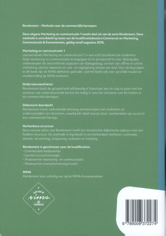 Marketing & communicatie / Niveau 3&4 Deel 1 / Leerwerkboek / Rendement achterkant