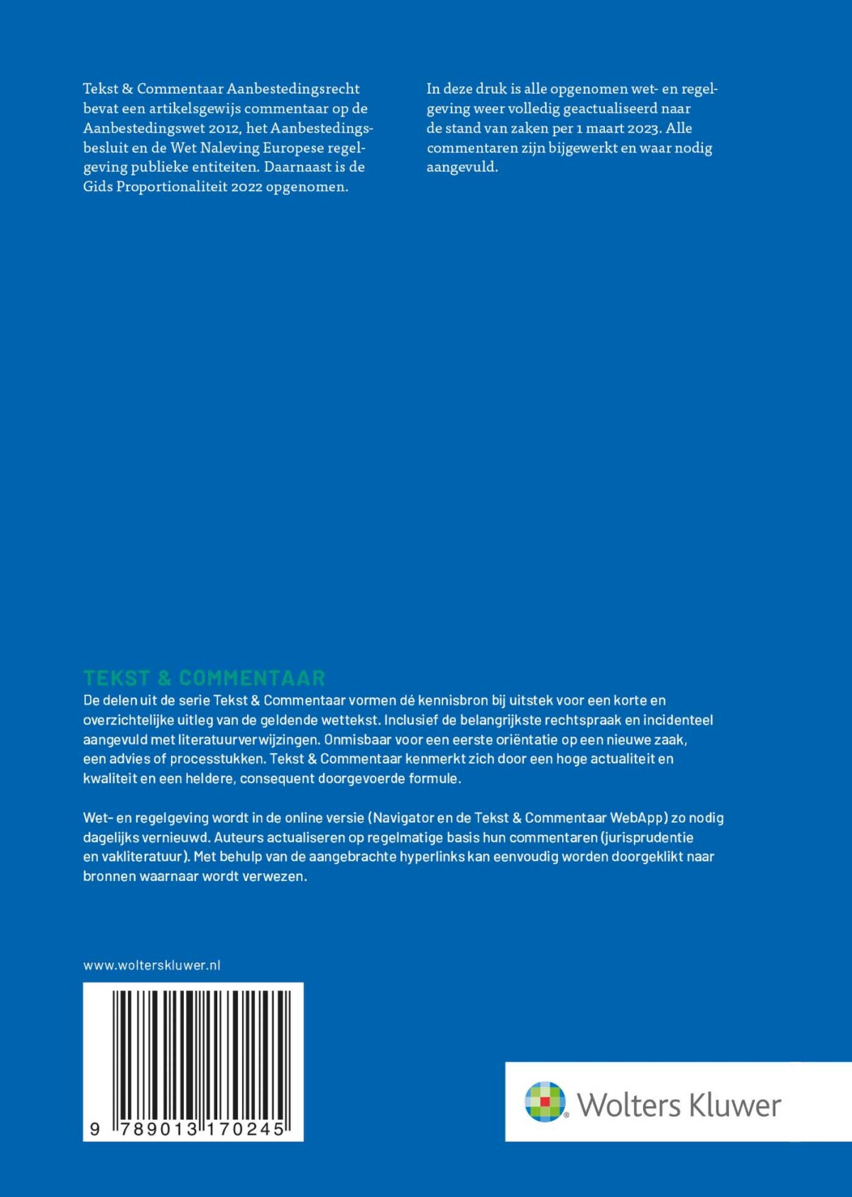 Aanbestedingsrecht / Tekst & Commentaar achterkant
