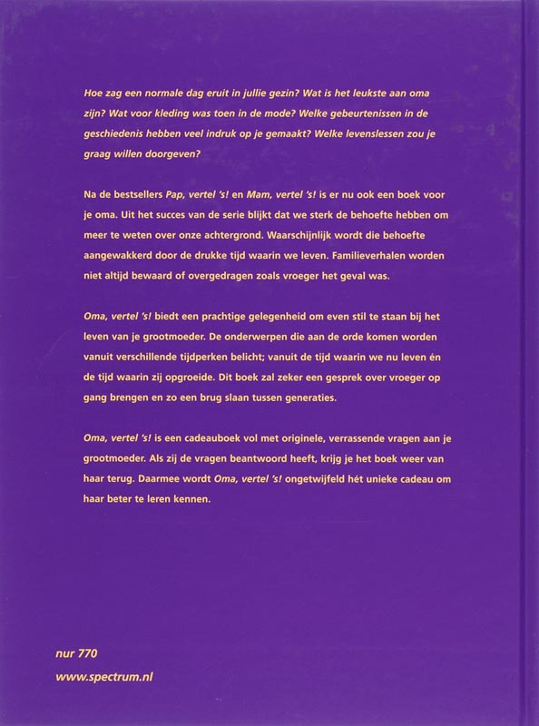 Oma vertel 's! / Vertel ´s serie Oma vertel 's! / Vertel ´s serie achterkant