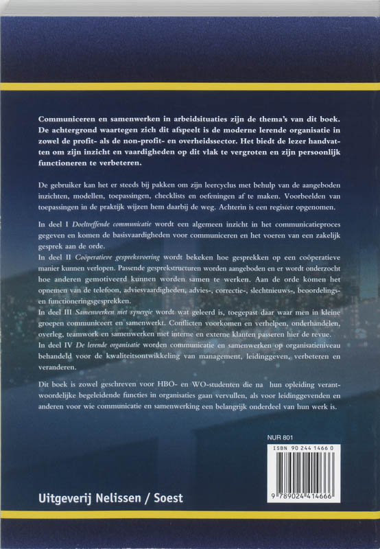 Communicatie en teamwork in de lerende organisatie / PM-reeks Communicatie en teamwork in de lerende organisatie / PM-reeks achterkant