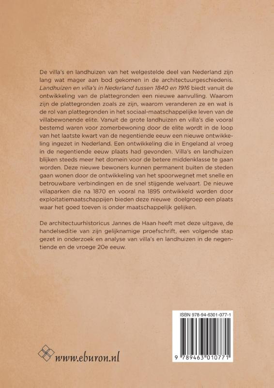 Landhuizen en villa’s in Nederland tussen 1840 en 1916 achterkant