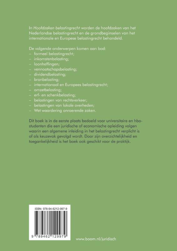 Hoofdzaken belastingrecht / Boom fiscale studieboeken achterkant