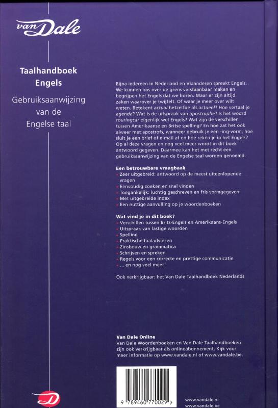 Van Dale taalhandboek Engels / Van Dale taalhandboek Van Dale taalhandboek Engels / Van Dale taalhandboek achterkant