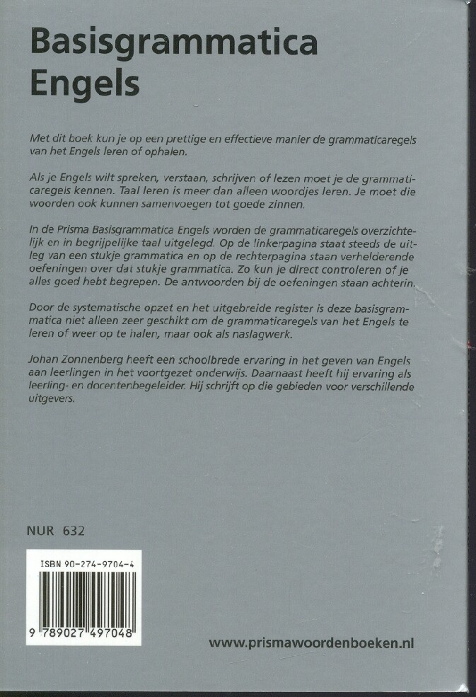 Prisma Basisgrammatica Engels / Grammaticareeks Prisma Basisgrammatica Engels / Grammaticareeks achterkant