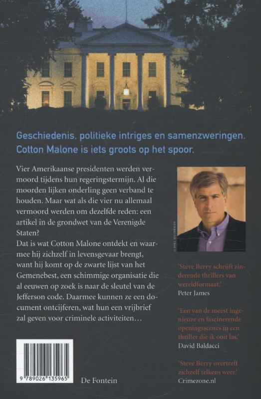 De Jefferson code / Cotton Malone De Jefferson code / Cotton Malone achterkant