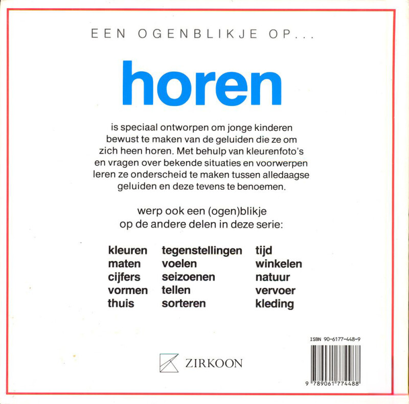 Horen / Een ogenblikje op ... achterkant