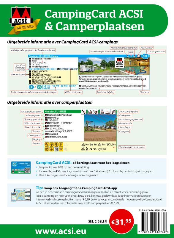 CampingCard ACSI & Camperplaatsen 2025 / ACSI Campinggids achterkant