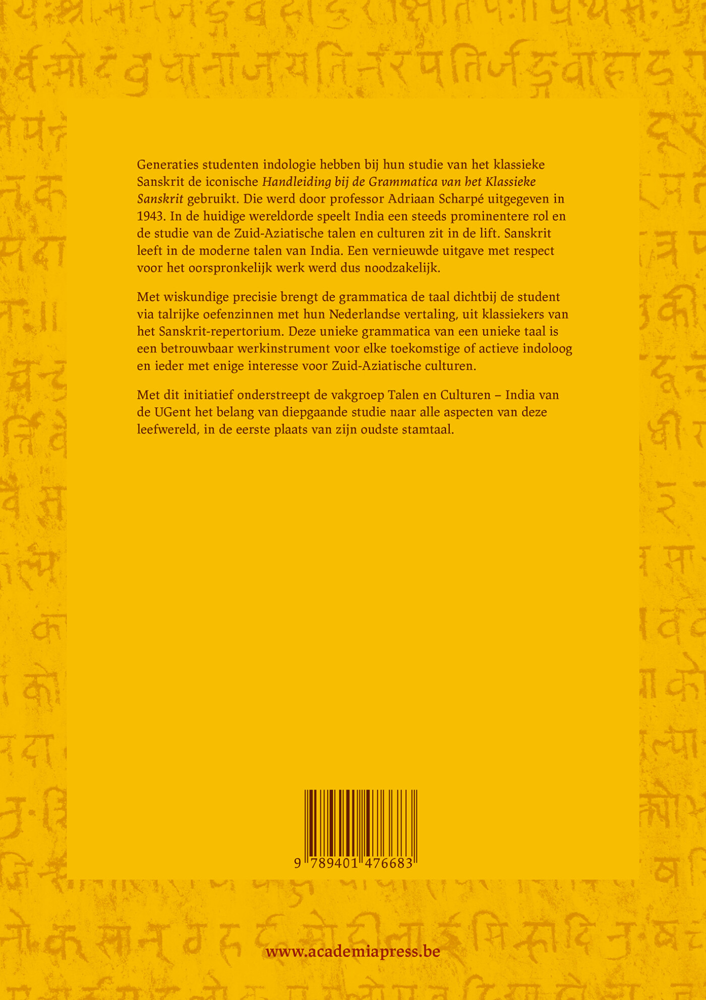Grammatica van het klassieke Sanskrit achterkant