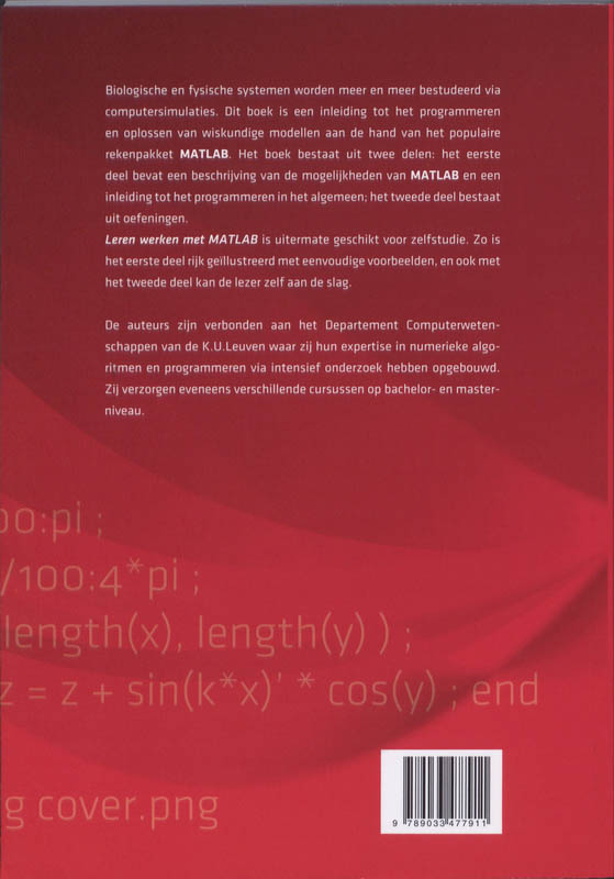 Leren werken met MATLAB achterkant