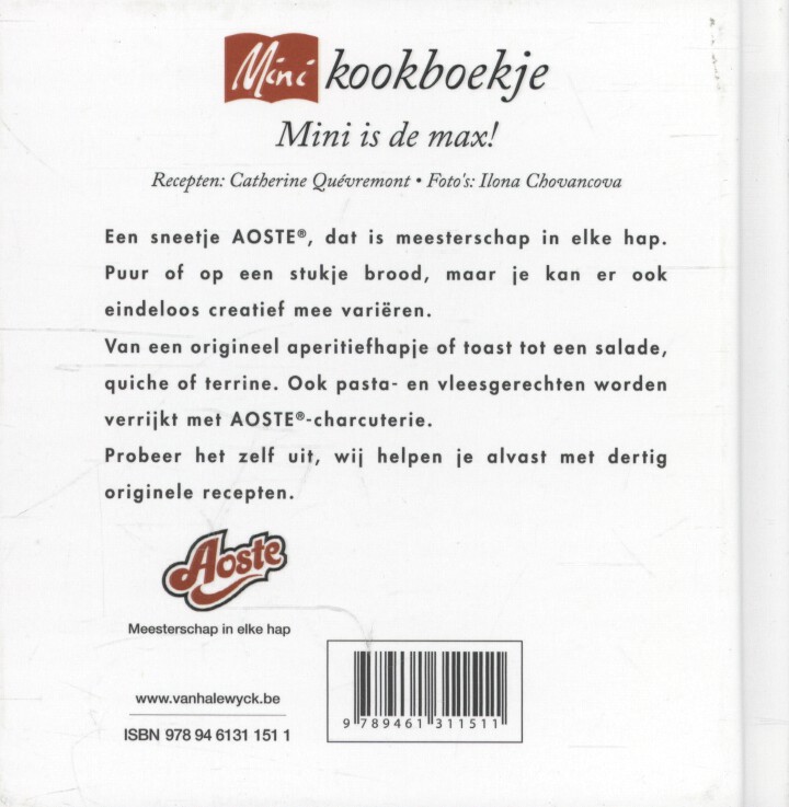 Minikookboekje - Aoste achterkant