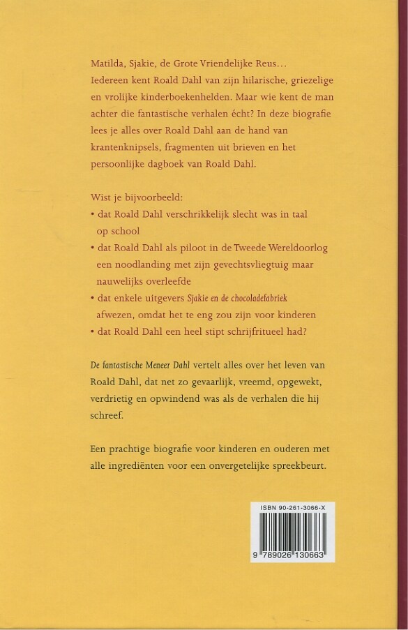 De fantastische meneer Dahl achterkant