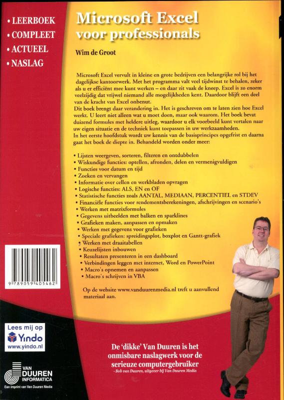 Excel voor Professionals / Het complete boek achterkant