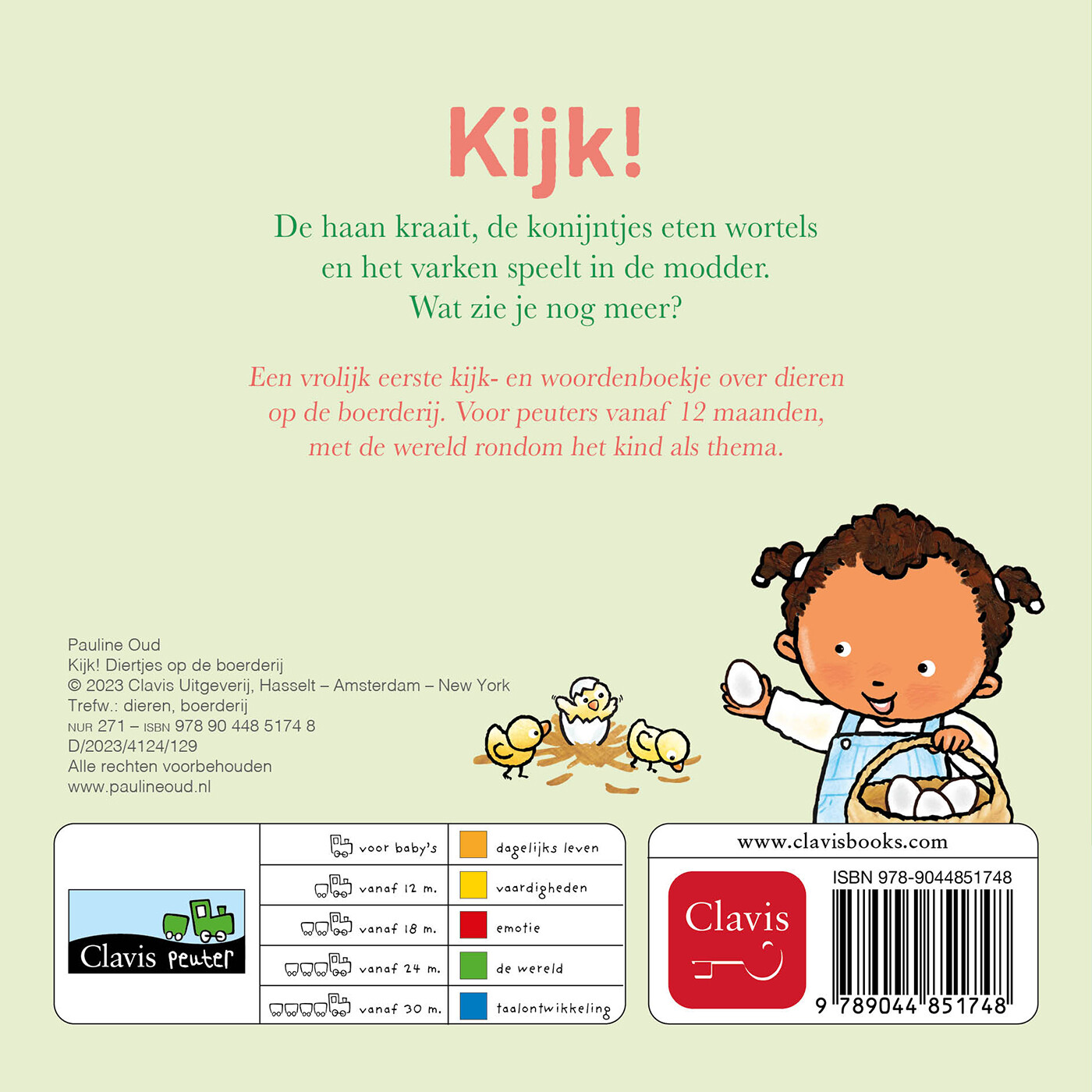 Kijk! Diertjes op de boerderij achterkant