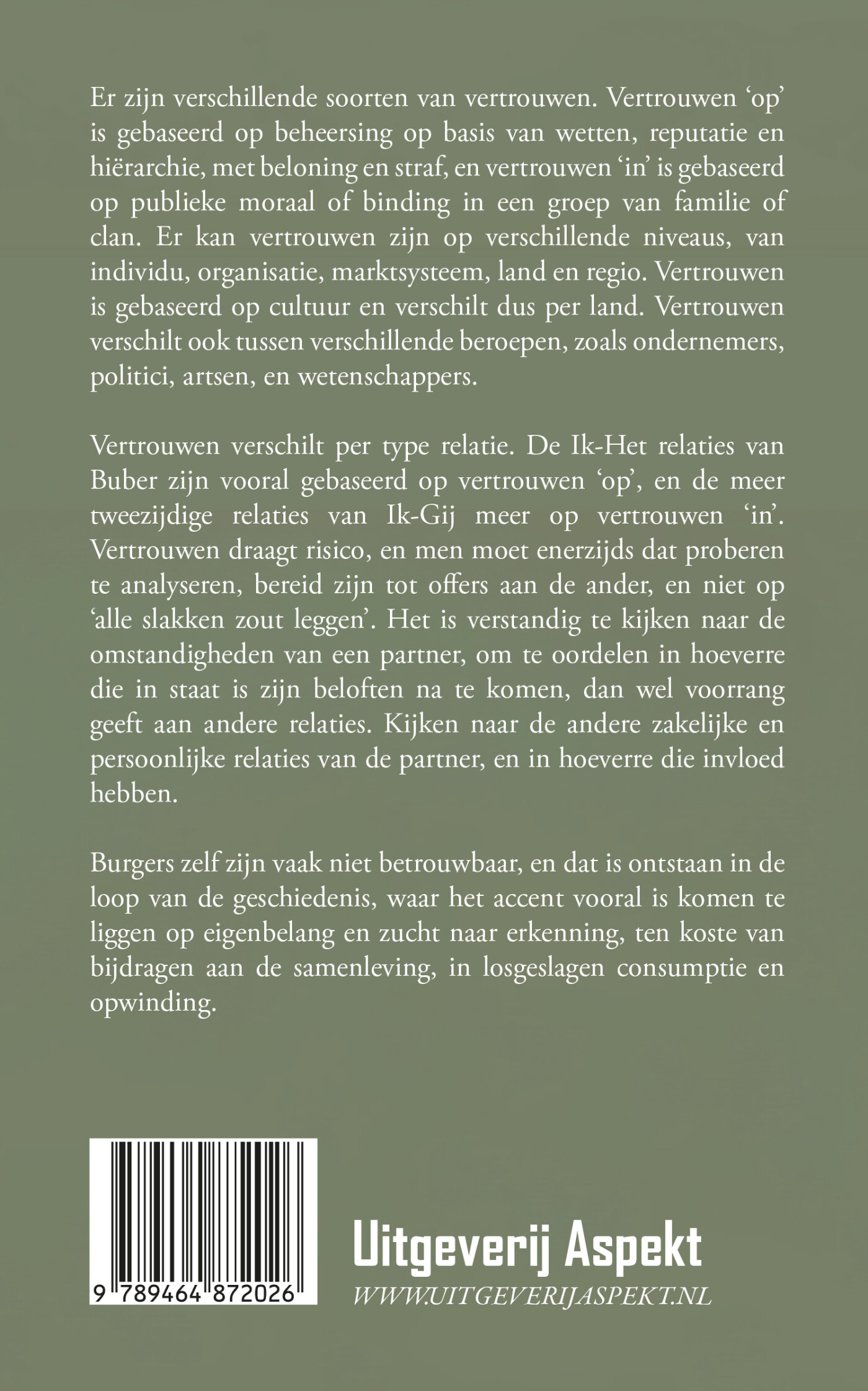 Vertrouwen, list en bedrog achterkant