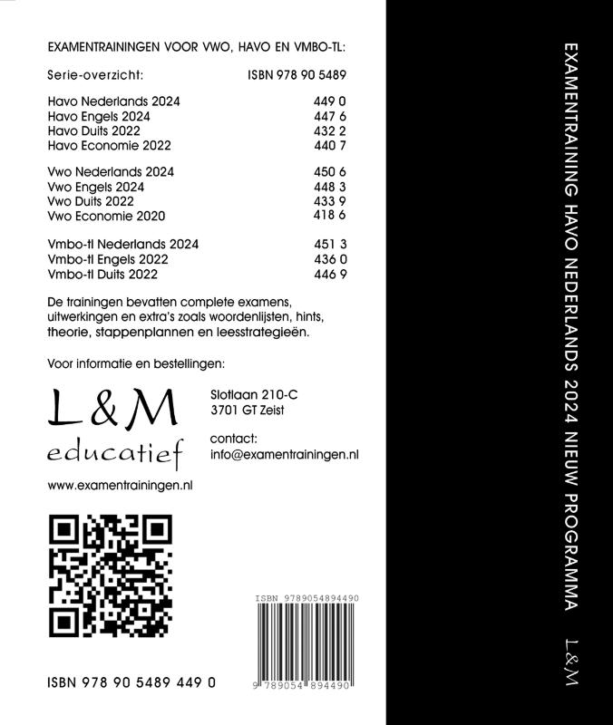 Examentraining Havo Nederlands 2024 achterkant