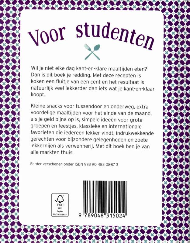 Voor Studenten / Mini Kookboekje achterkant