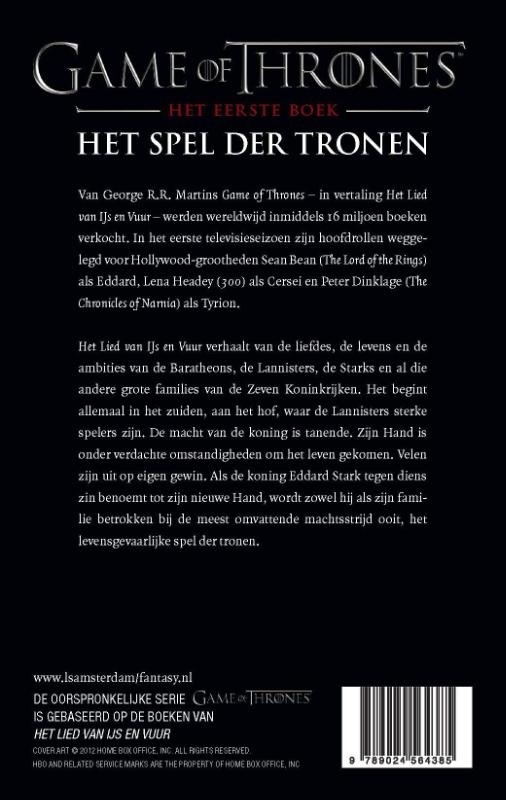Het spel der tronen / Game of Thrones / 1 Het spel der tronen / Game of Thrones / 1 achterkant