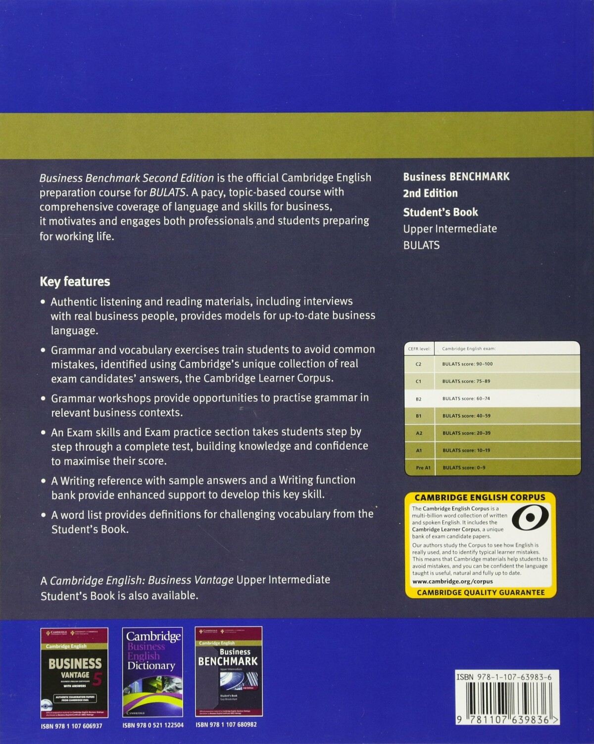 Business Benchmark Upper Intermediate BULATS Student's Book achterkant