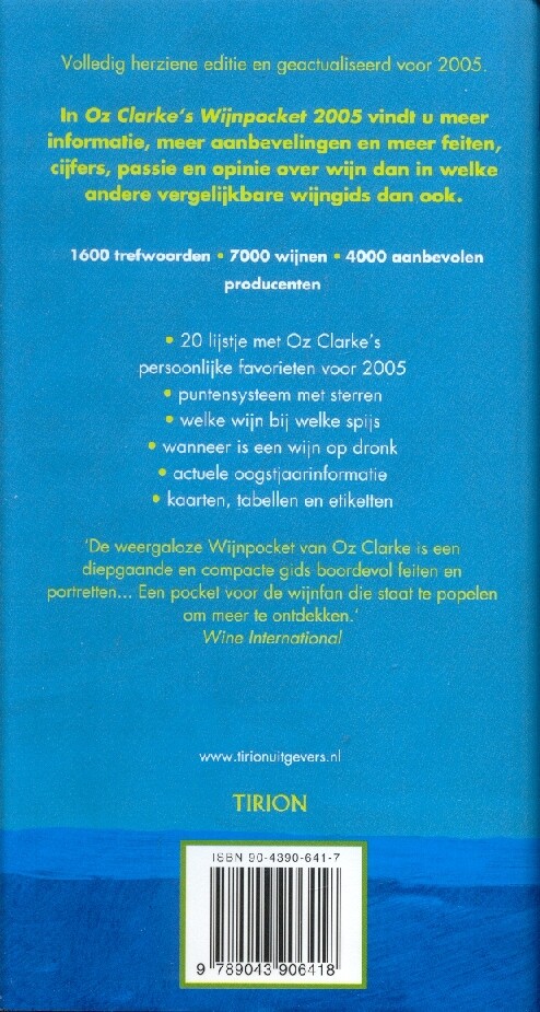 Oz Clarke's Wijnpocket 2005 achterkant