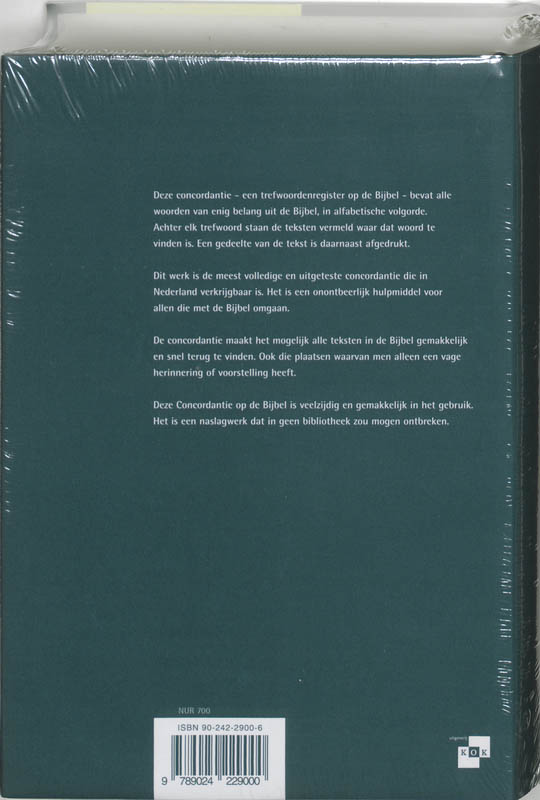 Concordantie op de Bijbel in de nieuwe vertaling van het Nederlands Bijbelgenootschap achterkant