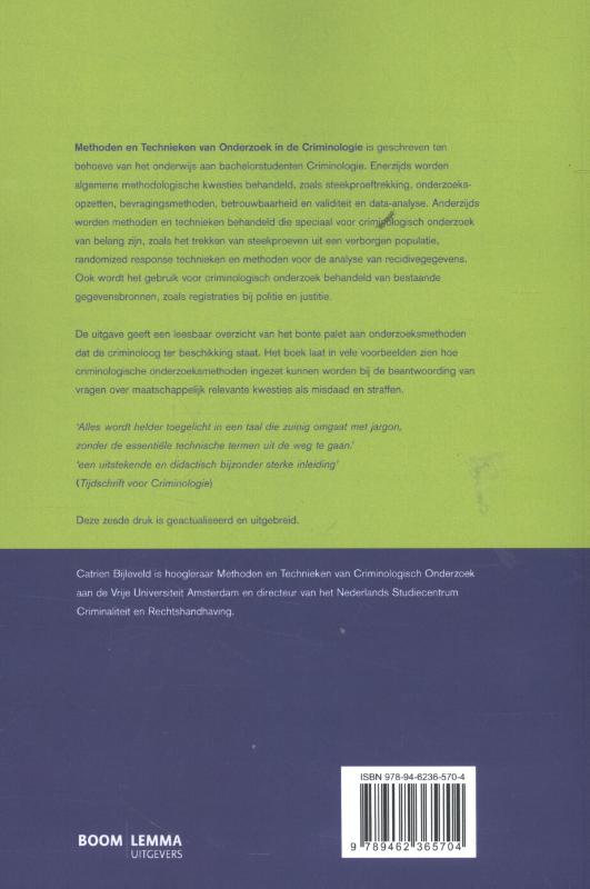 Methoden en technieken van onderzoek in de criminologie / Boom studieboeken criminologie achterkant